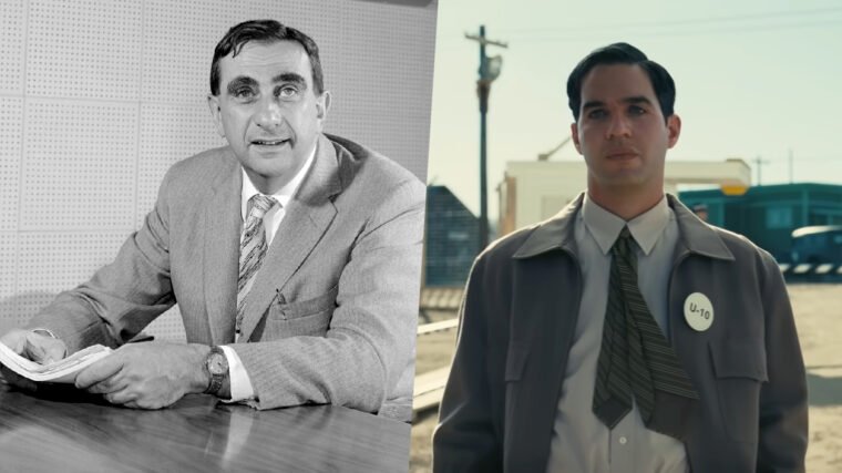 Montagem com fotos de Edward Teller na vida real e no filme (Reprodução)