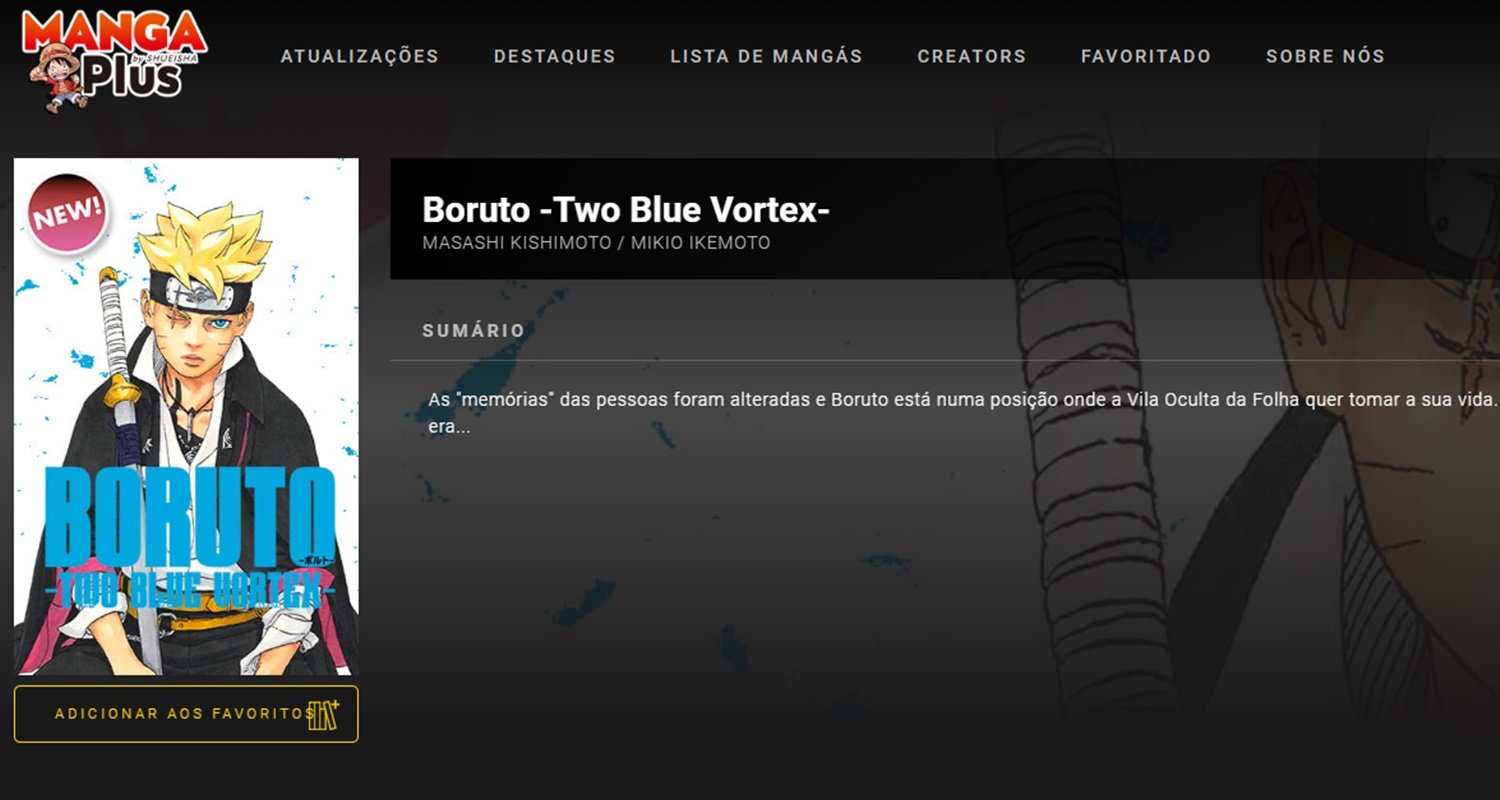 Como ler o mangá de Boruto: Two Blue Vortex de graça e em português