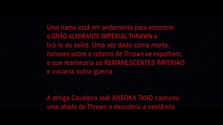 Captura de tela do letreiro do primeiro episódio de Ahsoka (Disney+/Reprodução)