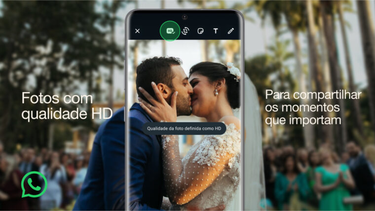 Arte do WhatsApp para anunciar a chegada das fotos em HD (Divulgação)