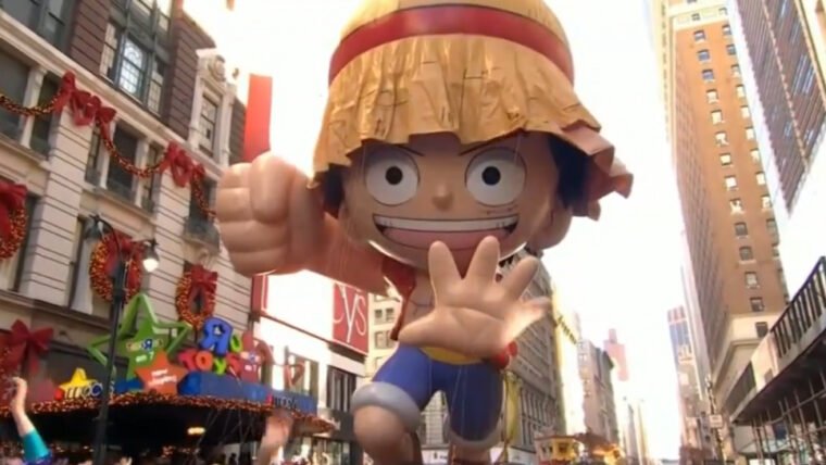 Balão de Luffy, de One Piece, perde chapéu no Dia de Ação de Graças