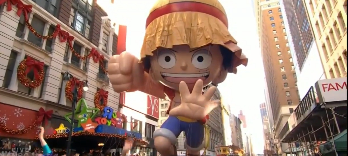 Balão de Luffy, de One Piece, perde chapéu no Dia de Ação de Graças