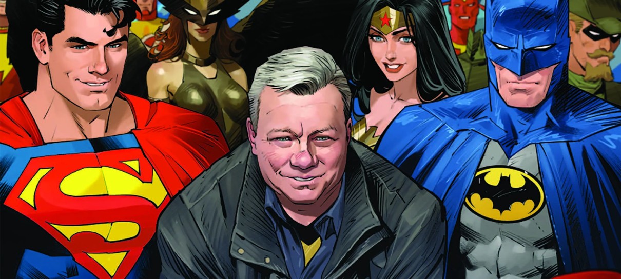 William Shatner estampa capa de gibi de Batman e Superman