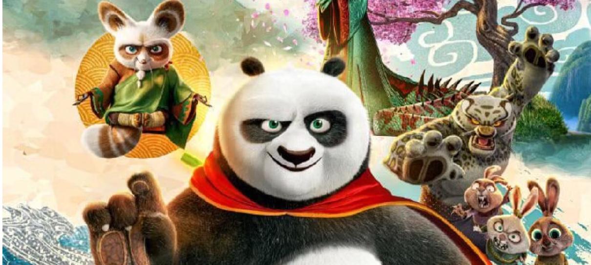 Kung Fu Panda 4 cerca Po de aliados e inimigos em novo cartaz