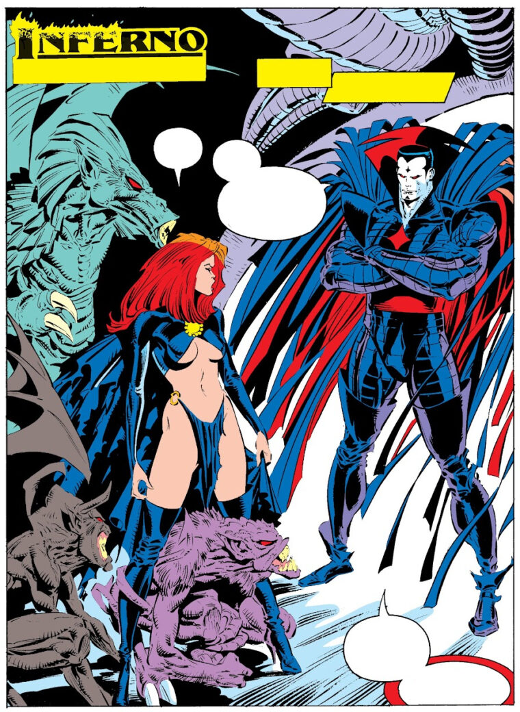 Madelyne Pryor e Senhor Sinistro durante a saga Inferno, dos X-Men (Marvel/Reprodução)