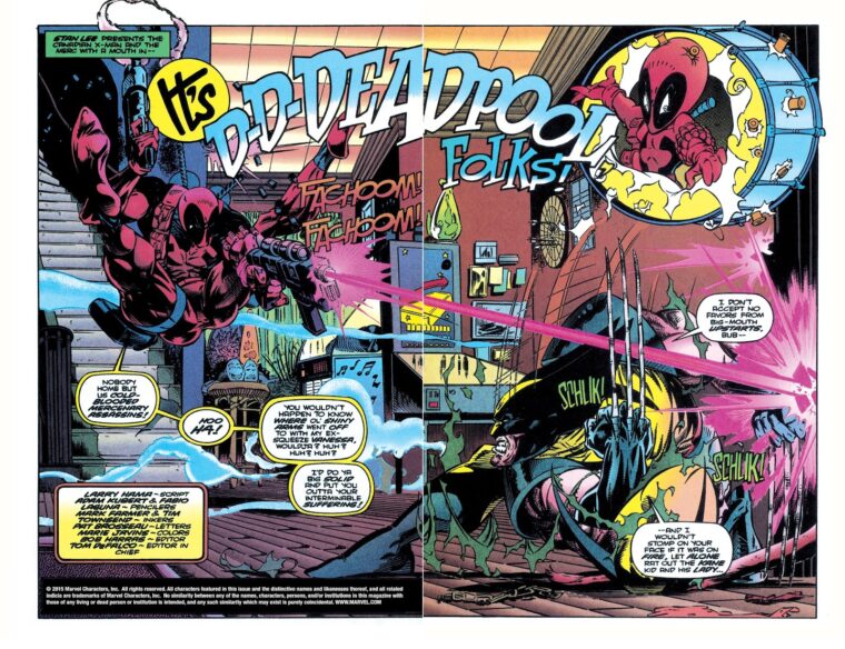 O caótico primeiro encontro entre Wolverine de Deadpool nas HQs (Marvel/Reprodução)