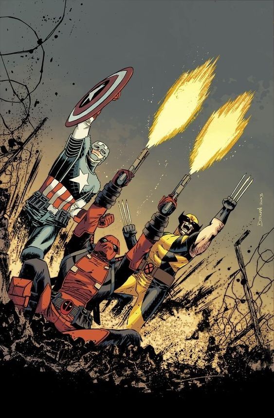 Capitão América, Deadpool e Wolverine já uniram forças nas HQs (Marvel/Reprodução)