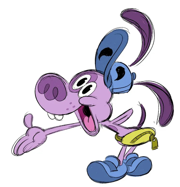 Arte conceitual de Dean Heezen para Blooey, novo personagem de Divertida Mente 2 (Pixar/Pixar Post/Reprodução)