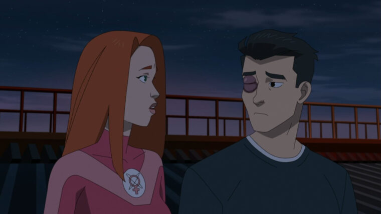Será que o romance está no ar para Invencível e Eve Atômica? (Amazon Prime Video/Reprodução)