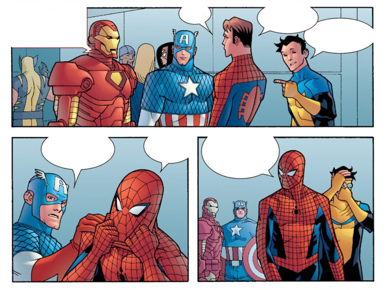 Invencível e Homem-Aranha conversam com os Vingadores (Marvel/Reprodução)