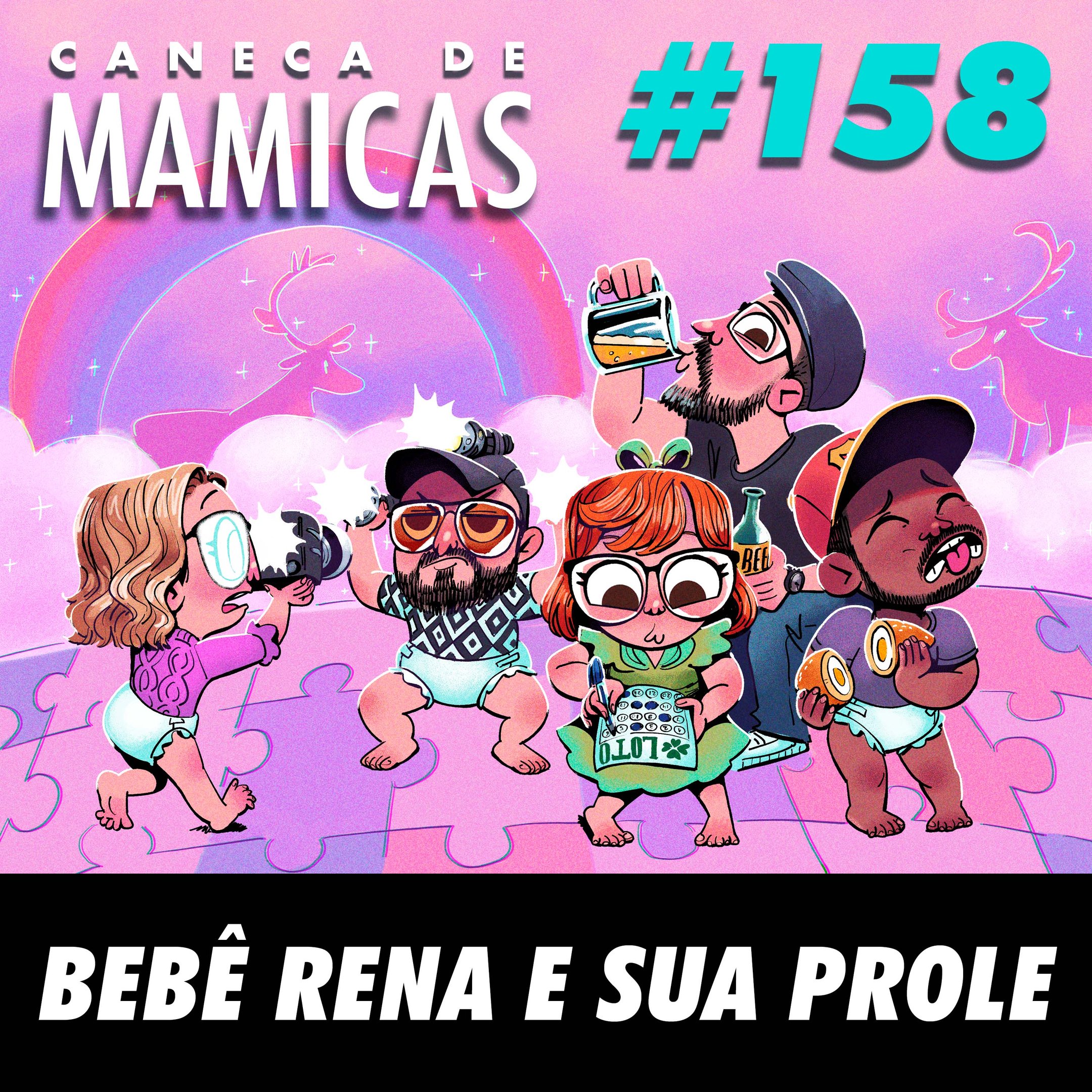 Caneca de Mamicas 158 - Bebê Rena e sua prole