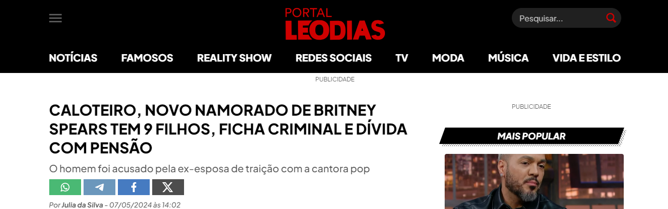 Britney Spears novo namorado