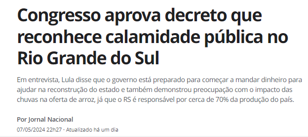 Estado de Calamidade no RS