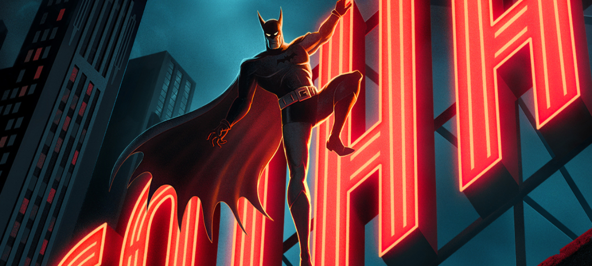 Pôster da nova animação do Batman mostra morcegão no neon de Gotham