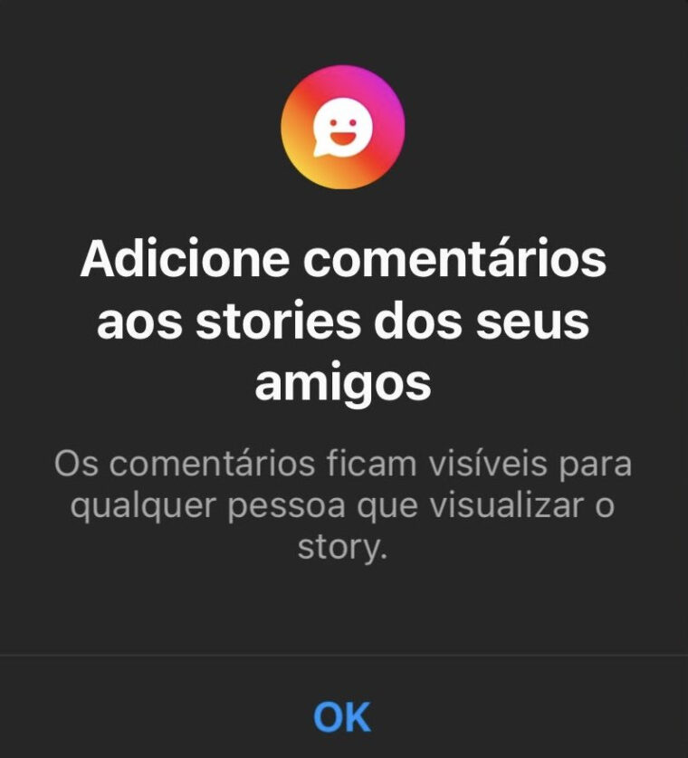 Aviso do Instagram que comentários nos stories estão disponíveis para o usuário (Captura de Tela/Reprodução)