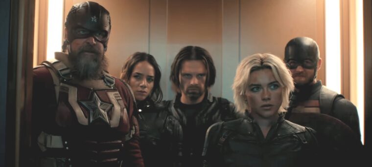 Cena do trailer de Thunderbolts com Bucky Barnes ao centro (Marvel/Reprodução)