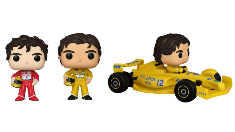 Colecionáveis Funko Pop! de Ayrton Senna (Candide/Divulgação)