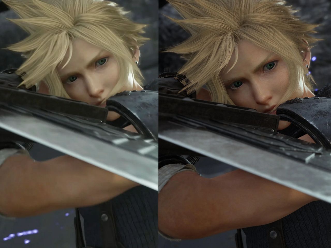 Imagens comparativas de Final Fantasy VII Remake com PS5 padrão e PS5 Pro