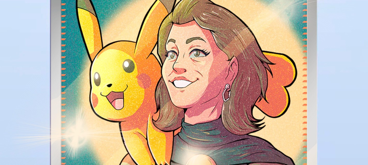 Fernanda Torres vira carta do Pikachu em arte de brasileiro