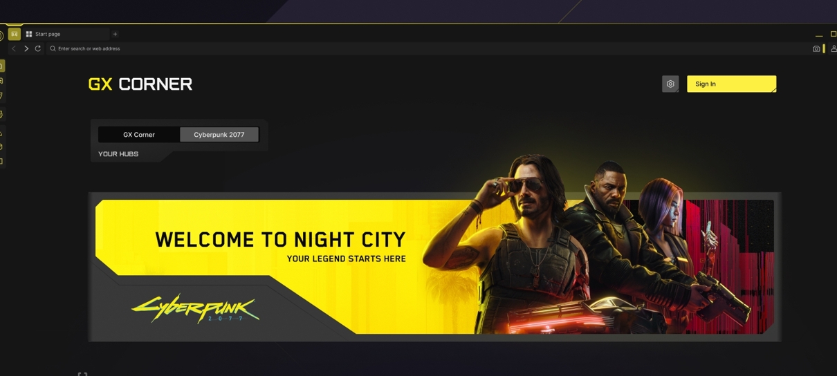 Opera GX lança hub temático de Cyberpunk 2077