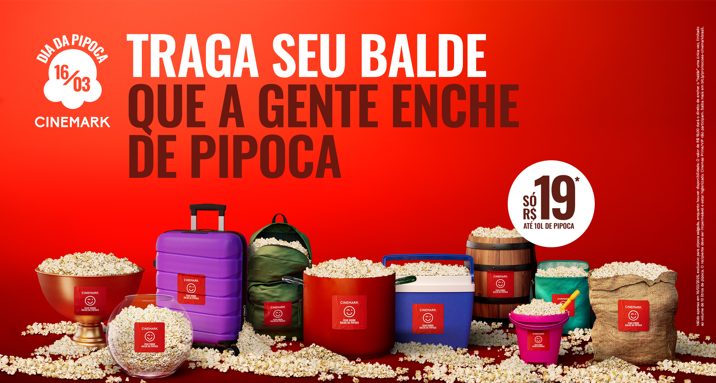 “Traga Seu Balde”: Cinemark celebra Dia da Pipoca com ação especial para os fãs