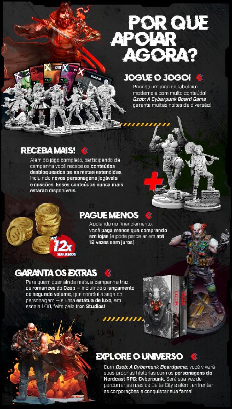 Aproveite o late pledge para garantir o boadgame do Ozob (Reprodução)