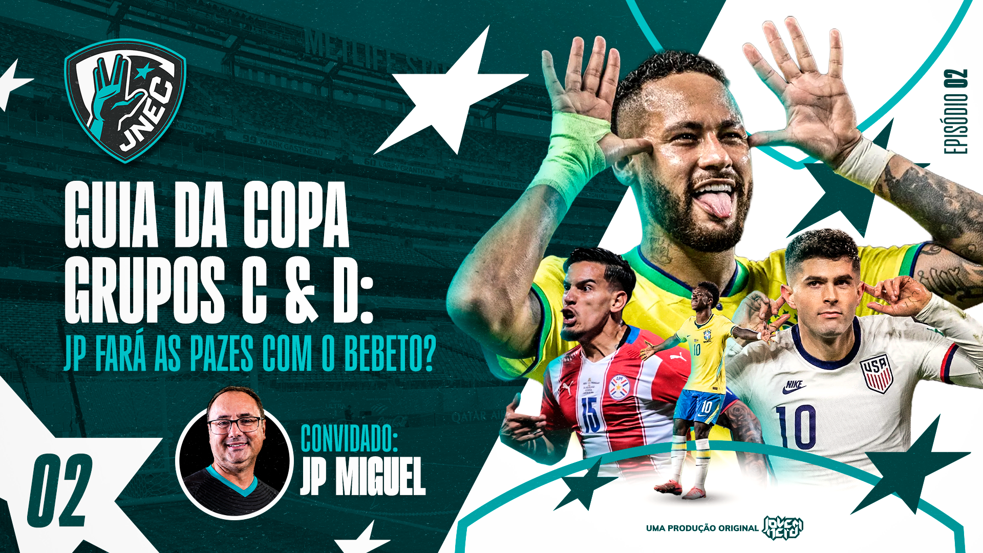 Capa do episódio GUIA DA COPA 2026 – GRUPOS C & D: JP Vai Fazer as Pazes com o Bebeto? | Jovem Nerd Esporte Clube 02