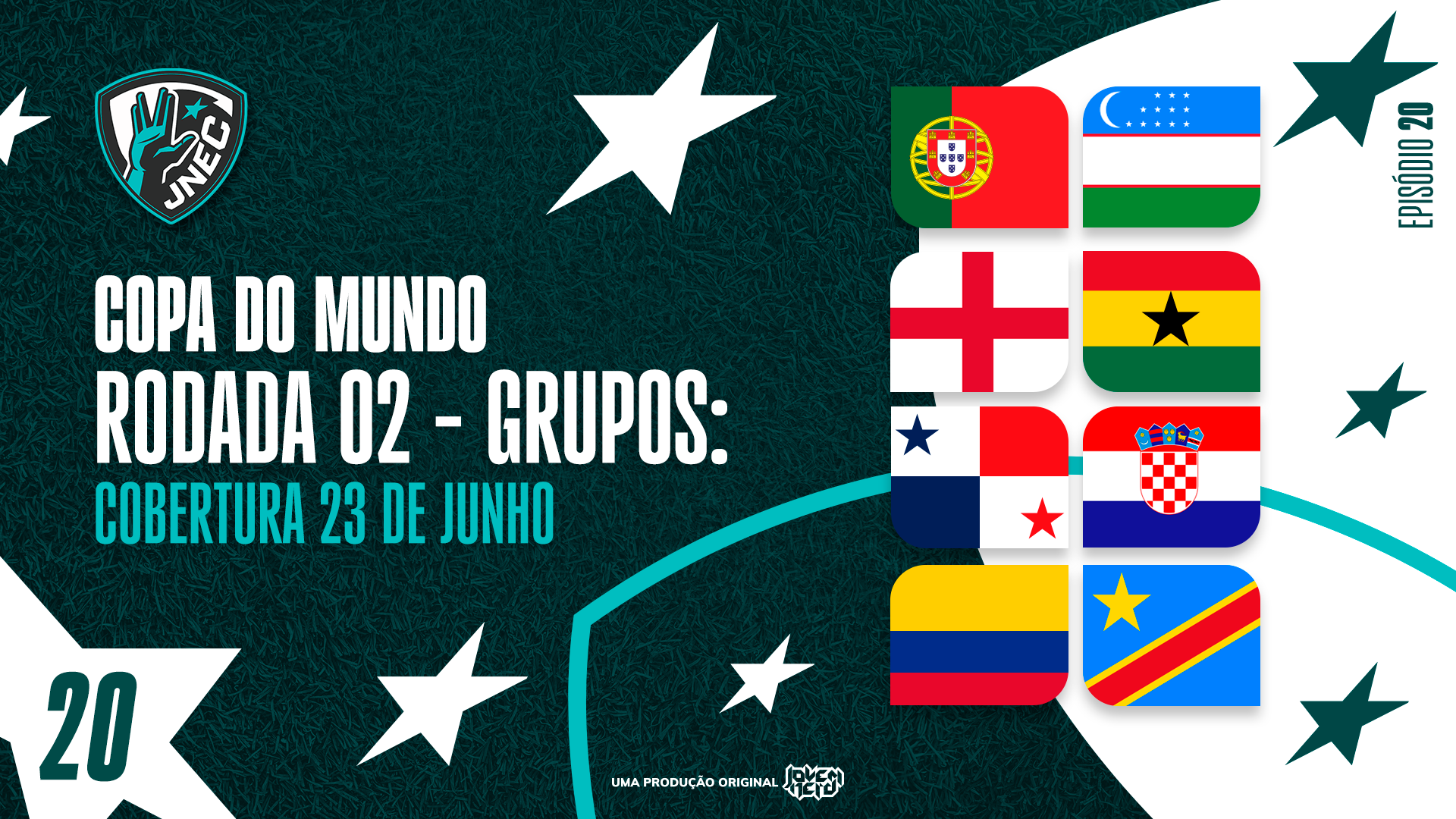 Capa do episódio DIA #13 DA COPA 2026: 23 DE JUNHO – É IMPOSSÍVEL DESCARTAR CRISTIANO RONALDO | JNEC 20