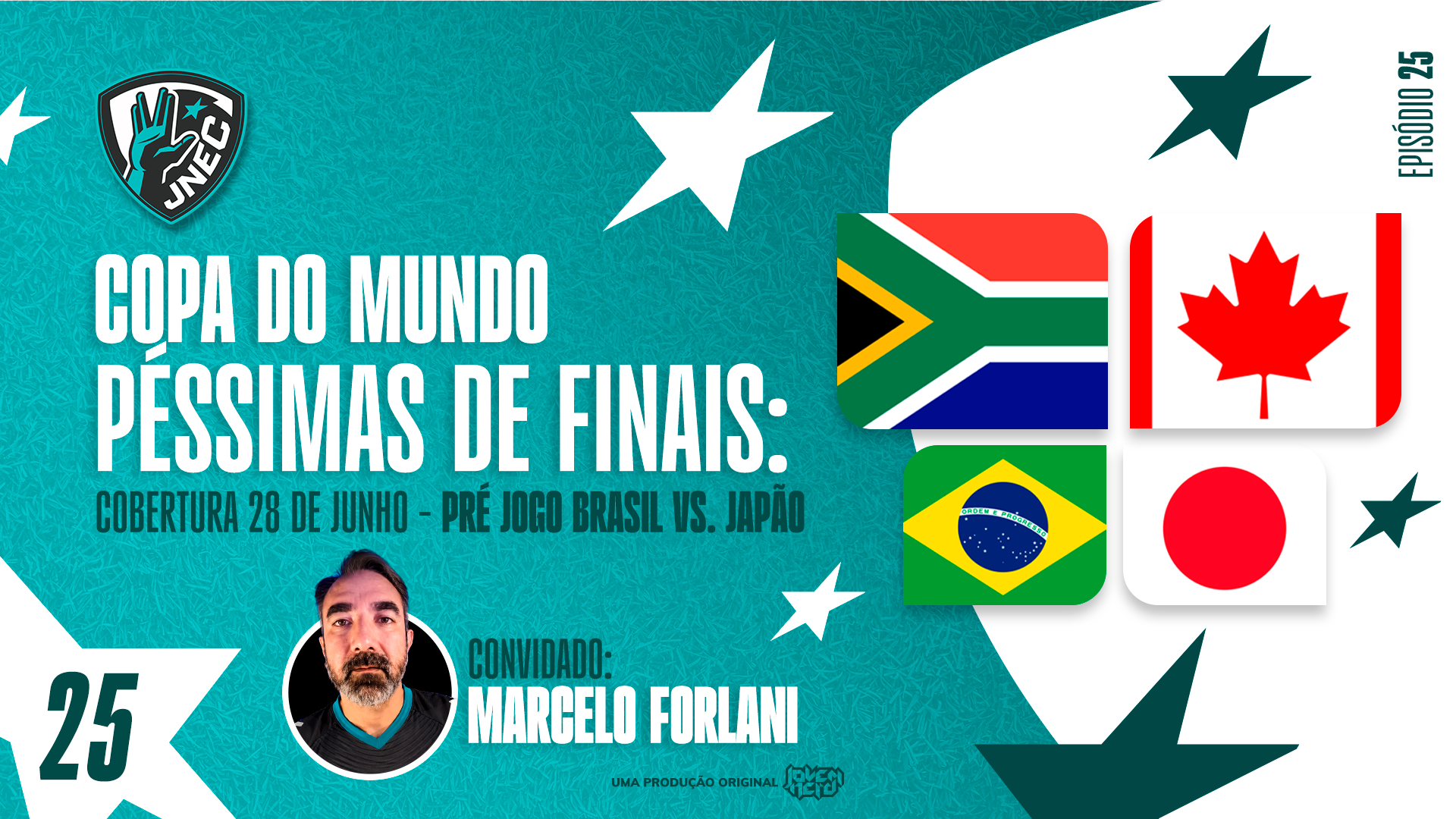Capa do episódio DIA #18 DA COPA 2026: 28 DE JUNHO – É DIA DE BRASIL CONTRA JAPÃO! | JNEC 25