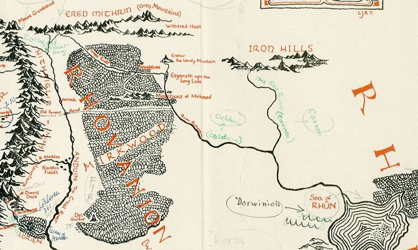 Mapa da Terra Média com anotações de Tolkien está a venda por 60 mil libras