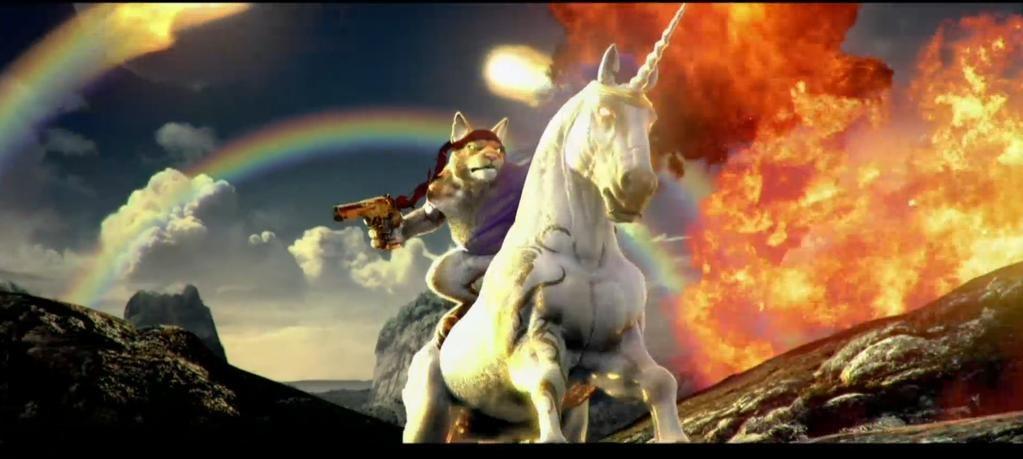 [E3] Um gato armado cavalgando um unicórnio que cospe fogo!