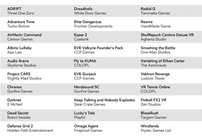 Oculus Day One Games