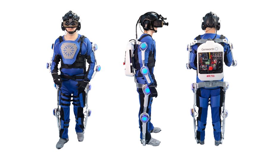 Exoesqueleto coloca usuário na pele de uma pessoa de 85 anos