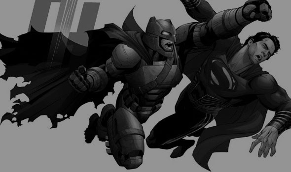 Artes conceituais do filme mostram Batman e Superman caindo na porrada