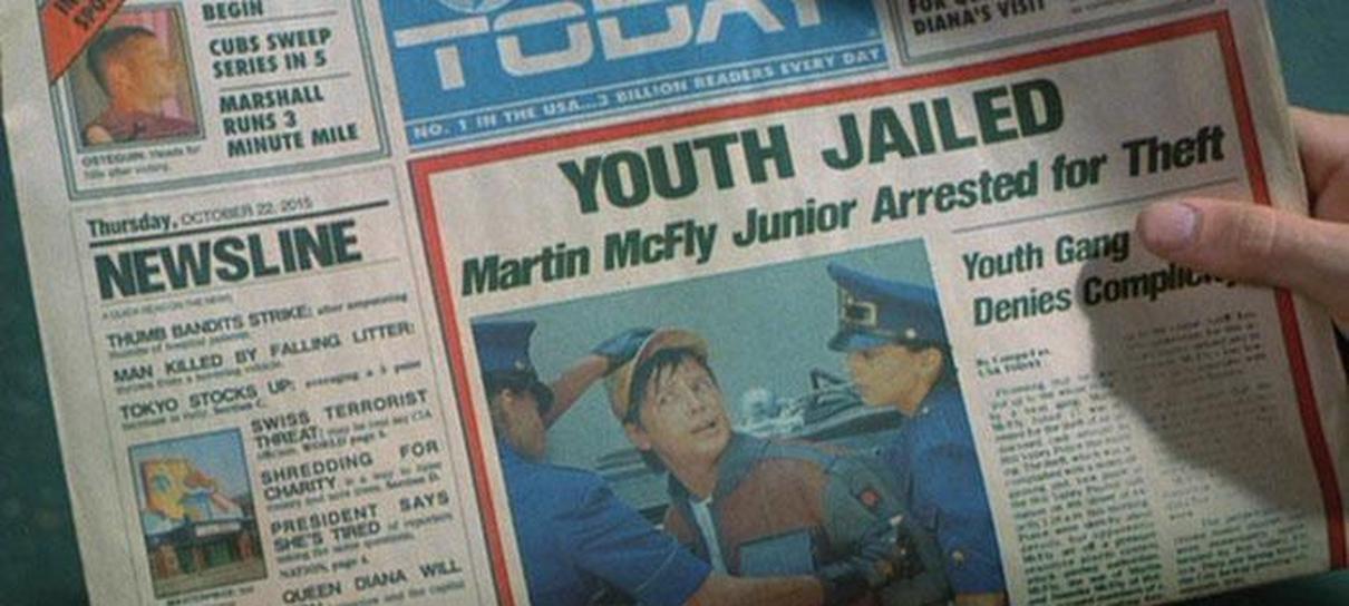 Jornal estadunidense troca capa para homenagear chegada de Marty McFly ao presente